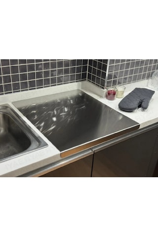 Erya Home Paslanmaz Çelik Antibakteriyel Kesme Tezgahı Tahtası Tezgah Üstü