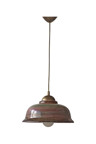 Atlas Seramik Sarkıt Lamba, Avize, E27 Duy Tesisatlı, Çap 28 Cm Mint - Kahverengi