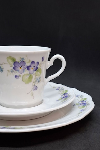 Röslau Menekşe Vintage Çay Fincanı 3 Parça 210 Ml Mor-beyaz