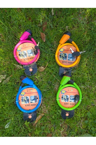 Tudor Renkli Bisiklet Kilidi Anahtarlı Cable Lock Pembe
