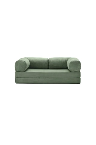 Herev 200x200 Cm 50 Dns Modüler Köşe Koltuk Fitilli Kadife Kumaş, Yatak Olabilen, Modern Tasarım Şark Köşe Yeşil