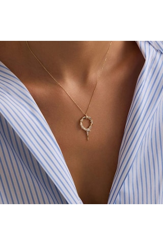 Sembolgold Yılan Kolye Özel Tasarım 3.0 Cm Uc 45 Cm Zincir T14385 Renkli