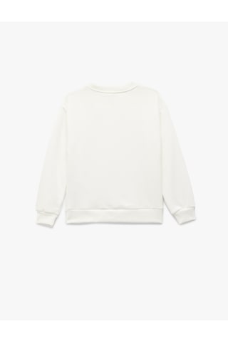 Koton Üç İplik Şardonlu Unicorn Baskılı Uzun Kollu Bisiklet Yaka Sweatshirt Ekru 6wkg10071ak Ekru