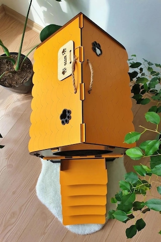 Ahşap Büyük Teraslı Kedi Evi 2XL