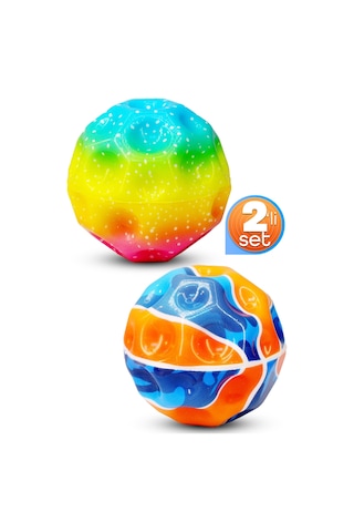 2li Yükseğe Zıplayan Top Galaksi Uzay Ay Topu Aşırı Zıplayan Bahçe Oyuncağı Basket Gökkuşağı