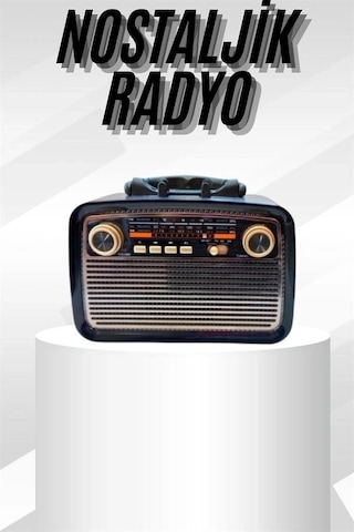 Müzik Kutusu Bluetooth Bağlantılı El Fenerli Nostaljik Tasarım Radyo 05459570