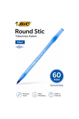 B.ı.c Round Stic Mavi Tükenmez Kalem 60'lı Paket B.ı.c Round Stic Mavi Tükenmez Kalem 60'lı Paket