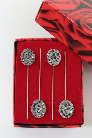 Numetal 4'lü Oval Taşlı Eşarp İğnesi. Şal İğnesi. Türban İğnesi. Başörtü İğnesi. Eşarp Ve Şal İğnesi Gümüş