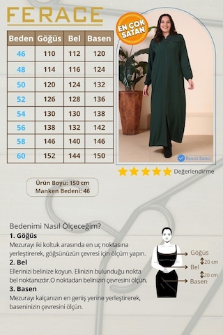 Kadin Buyuk Beden Ferace Kolları Düğme Detaylı Yazlık 001
