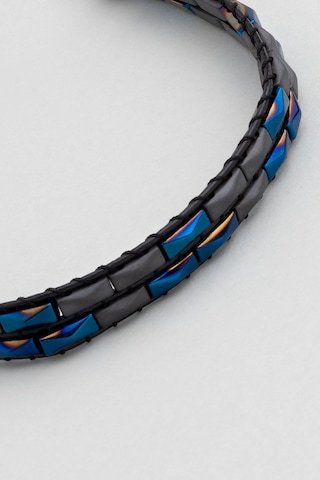 Renkli Hematit Taşlı Ayarlanabilir Çelik Erkek Bileklik Lacivert