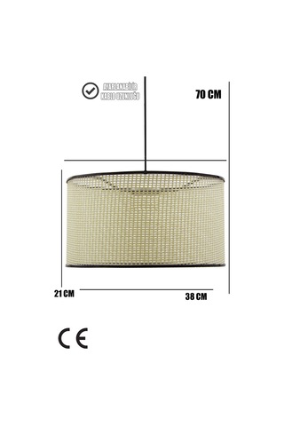 Wicker Krem-siyah Hasır Sarkıt Avize 38cm Siyah