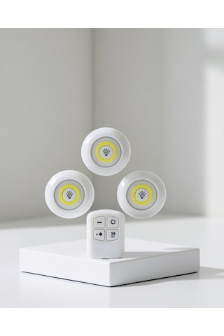 Kablosuz Gün Işığı Led Spot Lamba, 3'lü, Kumandalı çok renkli