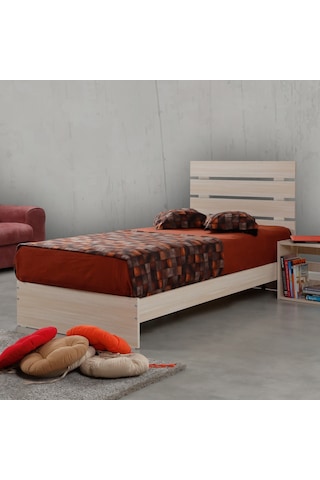 Pasifichome Huga Tek Kişilik Ahşap Karyola Meşe 100Lk / Başlıklı Karyola