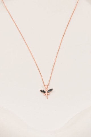 Oniks Taşlı Rose Minimal Yusufçuk Gümüş Kolye