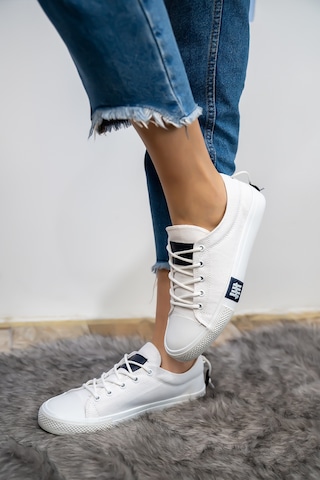 Bartrobel Kadın Erkek Beyaz Keten Sneaker Beyaz