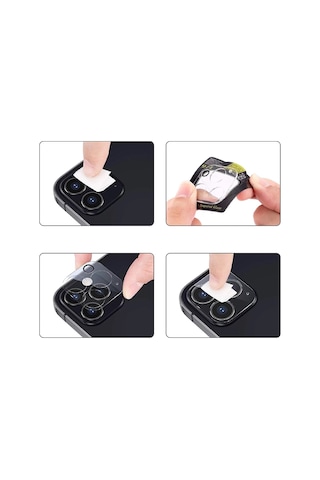 Apple Uyumlu iPhone 12 Mini Kamera Lens Koruyucu 3D Cam Şeffaf Tam Kaplama