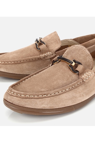 Hotiç Erkek Süet Deri Bej Toka Detaylı Comfort Loafer