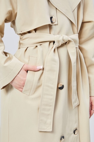 Kadın Oversize Astarlı Uzun Trençkot Vizon