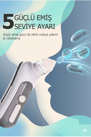 Babyhope H-031 - 5 Kademeli Elektrikli Bebek & Çocuk Burun Aspiratörü 0-12 Yaş Uyumlu Temizleme Cihazı
