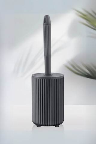 Flora Yuvarlak Tuvalet Fırçalık, Klozet Banyo Wc Temizlik Fırçası Gri