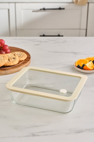 Karaca Luna Cam Saklama Kabı Krem 1400 Ml Krem