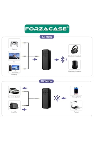 Forzacase Bluetooth 5.3 Ses Alıcı Verici Aux Kablosuz Audio Adaptör, Araç Ve Tv Uyumlu - Fc1196 1 Adet