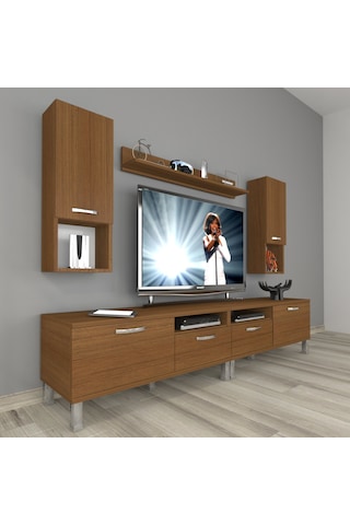 Decoraktiv Eko 5220da Mdf Krom Ayaklı Tv Ünitesi Tv Sehpası Ceviz