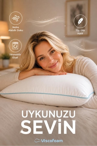 2 Adet Blue Comfort 1000 Gr Elyaf Yastık 50x70 Cm Beyaz