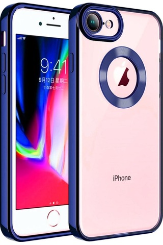 Apple Uyumlu iPhone 8 Kılıf Kamera Korumalı Logo Gösteren Zore Omega Kapak Lacivert