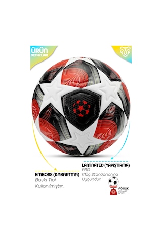 Pro-serisi Futbol Topu Şampiyonlar Ligi Lazer Kesim Pompa Dahil Halı Saha Maç Futbol Topu Red 520 Kırmızı