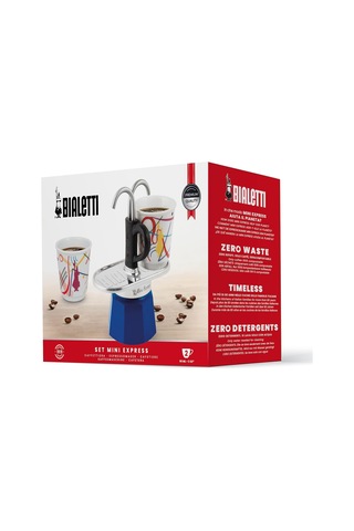 Bialetti - Set Mini Express: Ocak Üstü Espresso Pişirici + 2 Cups - Kandinsky Serisi Sku: Smg8690010188922