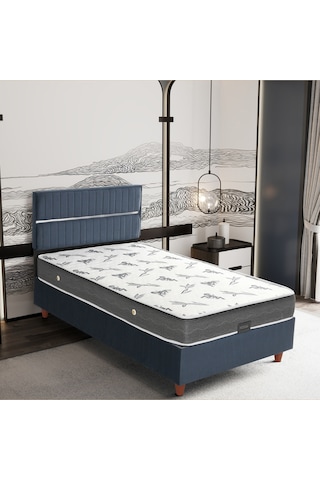 120x200 Stil Lacivert Comfort Yatak Baza Başlık Seti 3 Ü Bir Arada Konuma Özel Teslimat