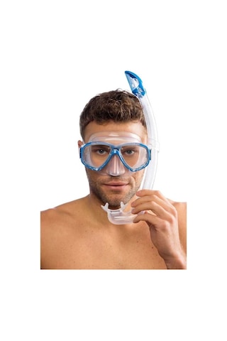Cressi Perla-mexico Maske Şnorkel Seti Şeffaf- Koyu Mavi Tek Renk