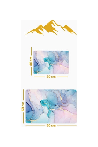 Yıkanabilir Kaymaz Tabanlı Modern Desenli 2'li Banyo Paspas Takımı Bps0022 Renkli