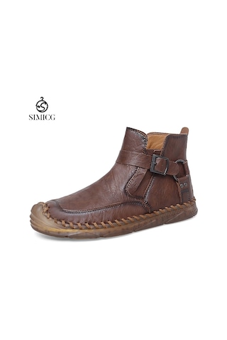 Şık, Gündelik, Yüksek Bilekli, El Yapımı Erkek Bilek Botları Kahverengi