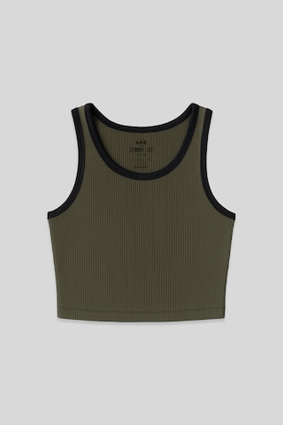 Tommy Life Haki Basic Sıfır Kol Dar Kalıp U Yaka Kadın Crop Top Atlet - 97160 Haki