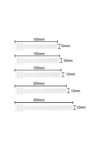 Maiyame Beyaz Nilon Bant Kabloları - 12x250mm, Ev/ofis İçin Organize Etme, Yeniden Kullanılabilir, Dayanıklı