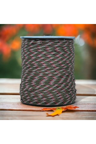 Mg Ropes Paracord İp 4mm Yeşil Beyaz Desenli No:82 10 Metre Çok Renkli