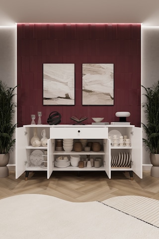Asra Trend Lüks Konsol Tv Ünitesi %100 Mdf Salon Ve Yemek Odası Ünitesi Knsl03 Beyaz