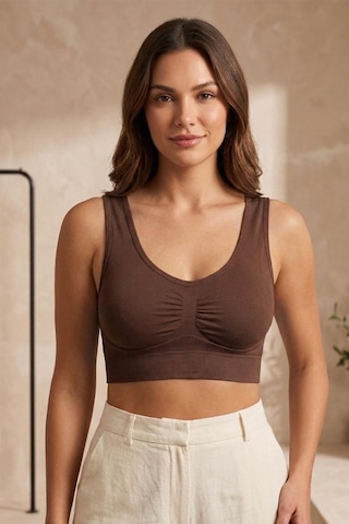 Fit Women Göğüs ı Dikişsiz Seamless Büstiyer Korse Kalın Askılı Pedsiz Balensiz ı Sütyen 5050 Kahverengi