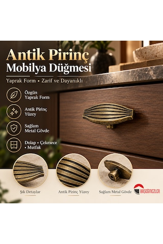 Haskan Taha Düğme Kulp Antik Sarı