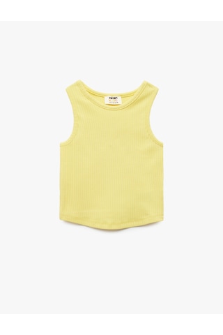 Koton Pamuklu Kolsuz Bisiklet Yaka Basic Crop Atlet Sarı 5skg30029ak Sarı