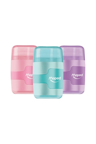 Maped Connect Pastel Renkli Çift Delikli Silgili Kalemtıraş 049231