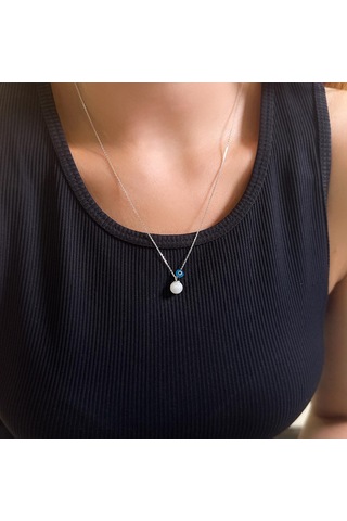 Stela Ay Taşı Gümüş Kol Beyaz