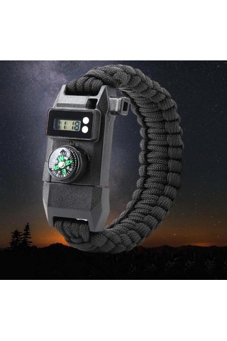 Paracord Dijital Saat Düdük Hayatta Kalma Kamp Bilekliği