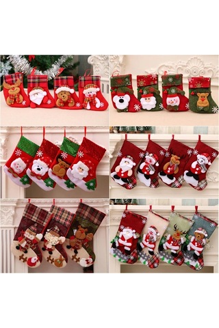 Noel Çorabı Süslemeleri, Noel Ağacı Süsleri, Festival Aksesuarları/çan Çoraplar Geyik/keten Keten Çan Çoraplar Geyik