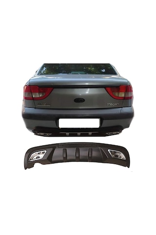 Renault Megane 1 Uyumlu Difüzör Difizör Siyah + Kare Egzoz Görünüm C Tip