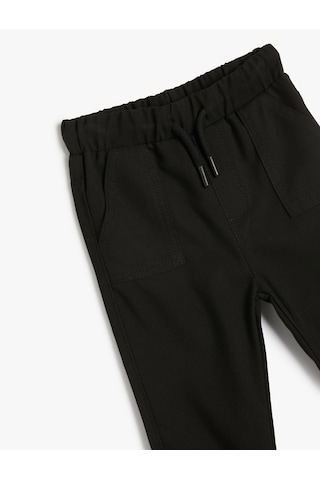 Koton Jogger Pantolon Cep Detaylı Beli Bağlamalı Siyah 4smb40114tw