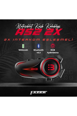 Fazer A52-2x 2 Kişilik Kask Bluetooth Kulaklık Mikrofon Seti - Interkom