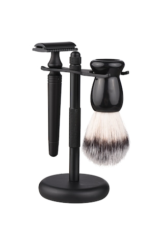Gajeena Erkek Tıraş Seti - Paslanmaz Çelik Sakal Fırçası Ve Jilet Standı İle Şık Tasarım